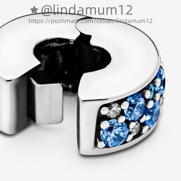 Pandora Blue Pavé Clip Charm - Picture 3 of 5